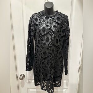 Lace Faux Leather Dress